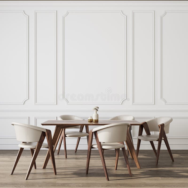 witte eettafel met stoelen